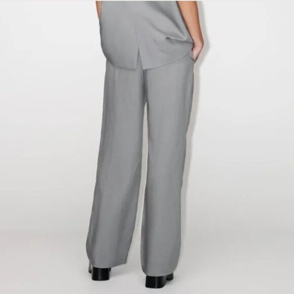 NWT ZARA 2 PIECES MATCH SET SUIT OVERSIZED LINEN BLEND VEST + FLARED PANTS GRAY - Picture 11 of 14